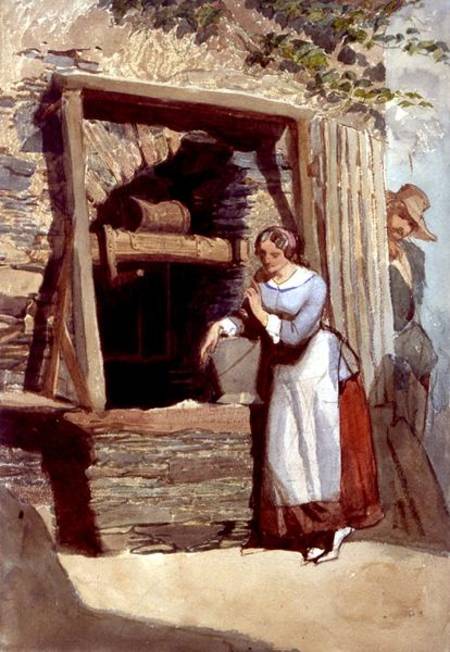 Study of a Lady by a Well, with her Admirer Looking On van Carl Haag