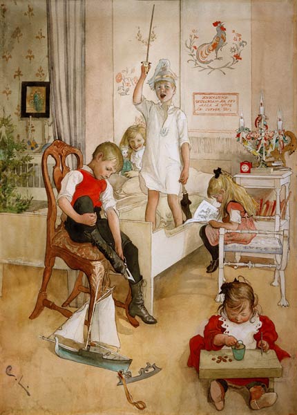 Am Morgen des Weihnachtstages van Carl Larsson