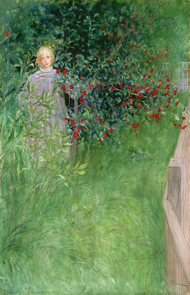 In de rozenbottelhaag van Carl Larsson