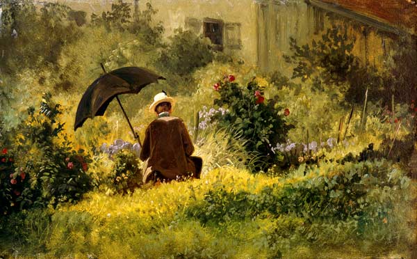 Der Maler im Garten van Carl Spitzweg