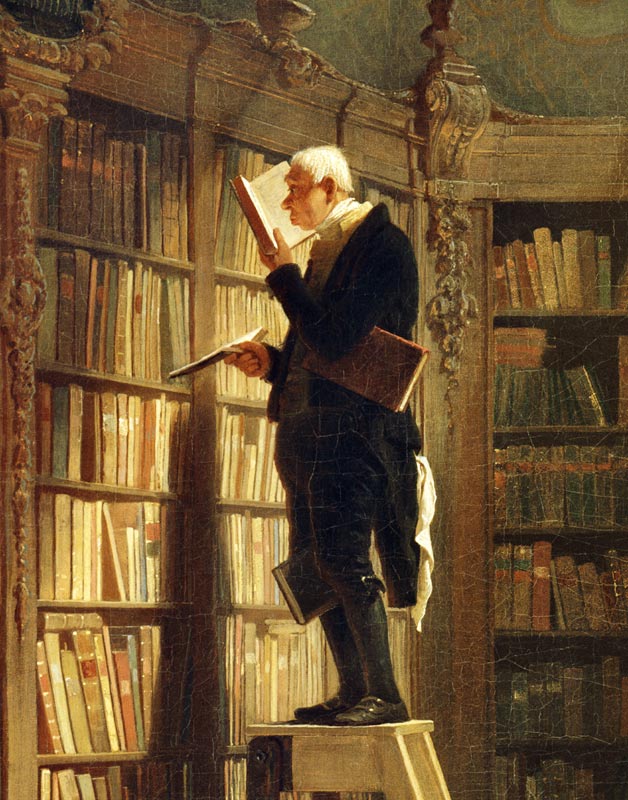 Der Bücherwurm (Detail) van Carl Spitzweg