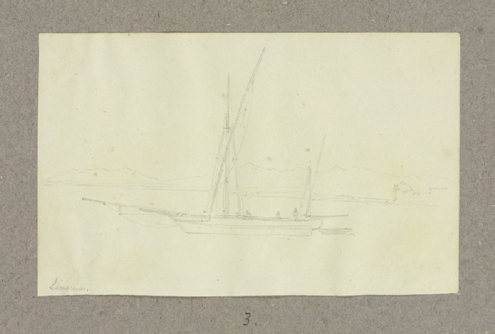 Sailing boat off Livorno van Carl Theodor Reiffenstein