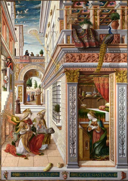 Verkuendigung an Maria mit dem Heiligen Emidius van Carlo Crivelli
