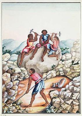 Slaves diamond mining in the Serro Frio region, Minas Gerais, Brazil