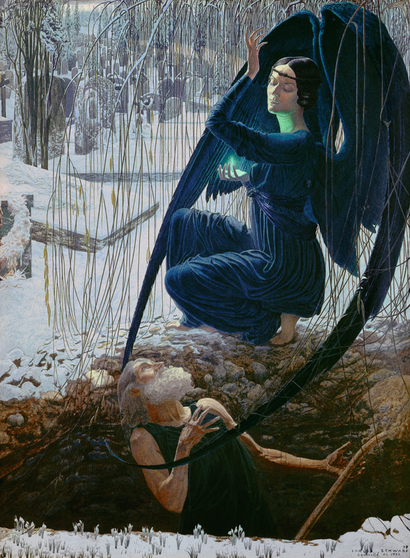 Der Totengräber und der Todesengel van Carlos Schwabe