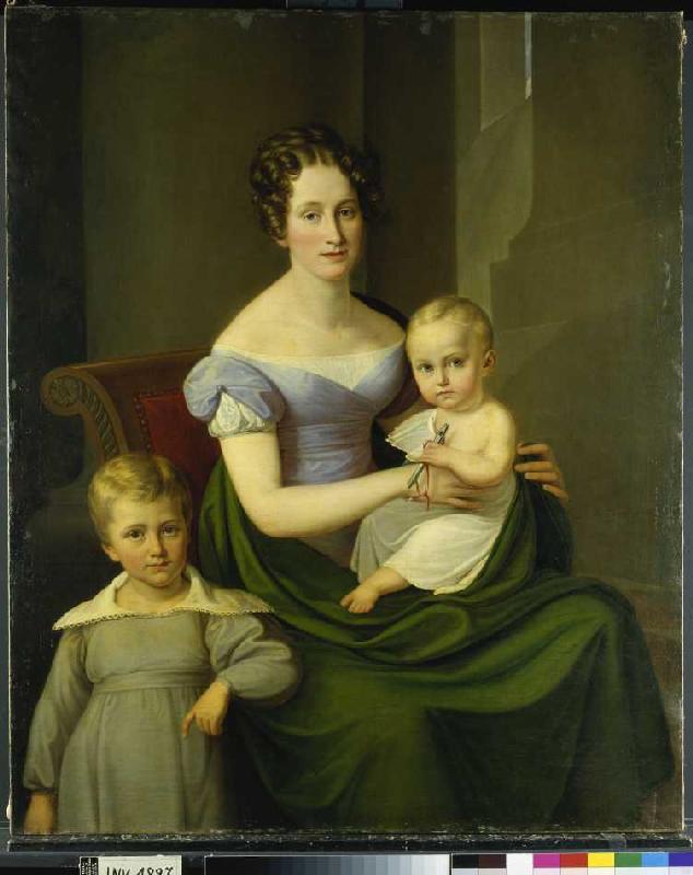 Bildnis der Caroline du Fay mit ihren zwei ältesten Kindern. van Carl Wilhelm Tischbein