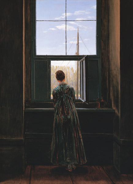 Frau am Fenster van Caspar David Friedrich