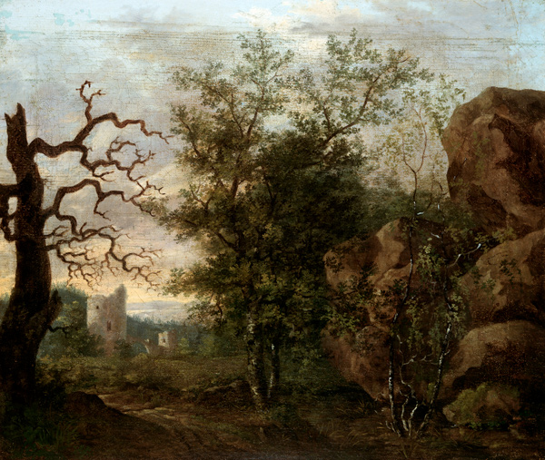Landscape with bare tree van Caspar David Friedrich