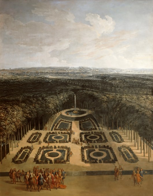 Promenade of Louis XIV in the Gardens of the Grand Trianon van Charles Chastelain