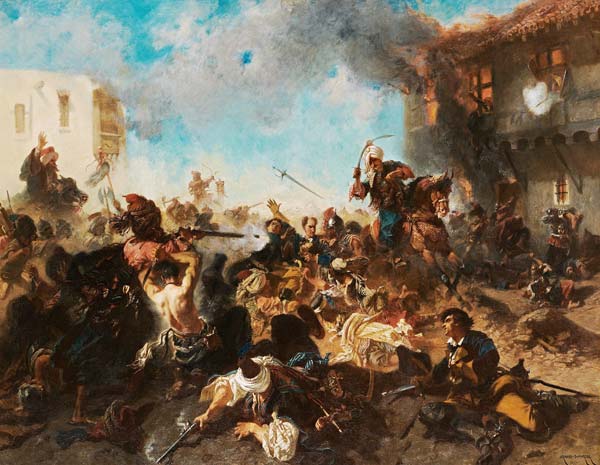 The Skirmish at Bender (Kalabaliken i Bender) van Charles Edouard Armand-Dumaresq