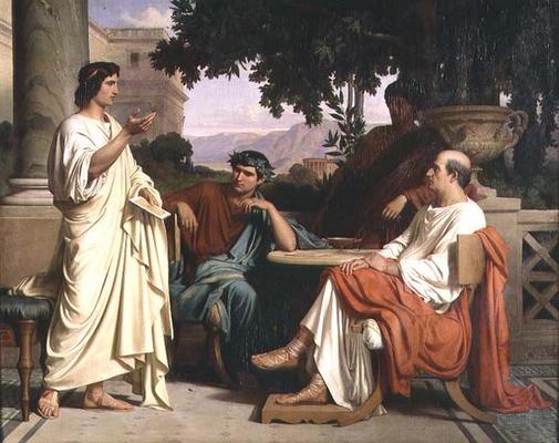 Horace, Virgil and Varius at the house of Maecenas van Charles Francois Jalabert
