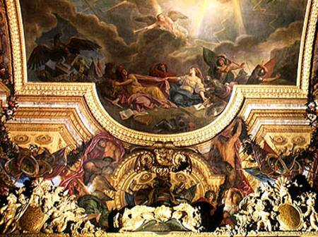 The Strategy of the Spanish Ruined by the Taking of Ghent, ceiling painting from the Galerie des Gla van Charles Le Brun