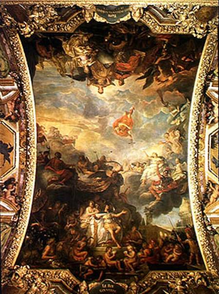 View of King Louis XIV (1638-1715) Governing Alone in 1661 and The Prosperous Neighbouring Powers of van Charles Le Brun