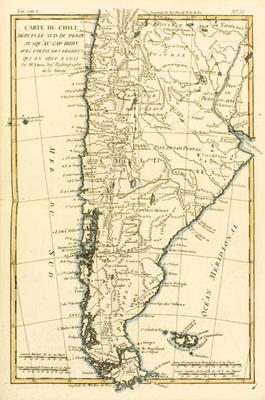 Chile, from the south of Peru to Cape Horn, from 'Atlas de Toutes les Parties Connues du Globe Terre van Charles Marie Rigobert Bonne