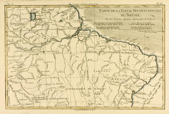 Northern Brazil, from 'Atlas de Toutes les Parties Connues du Globe Terrestre' by Guillaume Raynal ( van Charles Marie Rigobert Bonne
