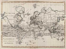 Map of the World using the Mercator Projection, from 'Atlas de Toutes les Parties Connues du Globe T