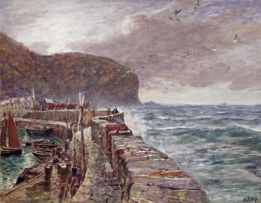 Clovelly Pier, 1897 (gouache on paper) van Charles Napier Hemy