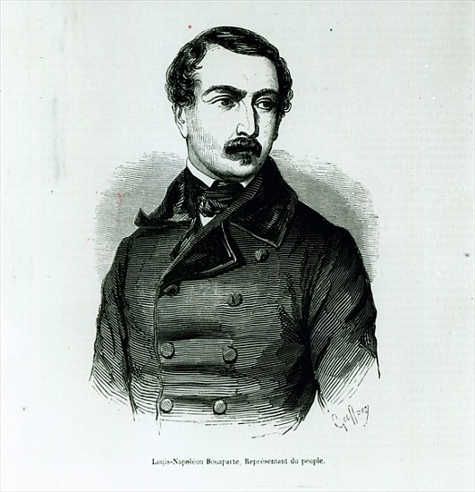 Portrait of Louis-Napoleon Bonaparte as a Representative of the People, 1848 litho) van Charles Michel Geoffroy