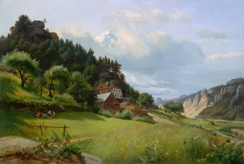 Landschaft in der Sächsischen Schweiz. van Christian Friedrich Gille