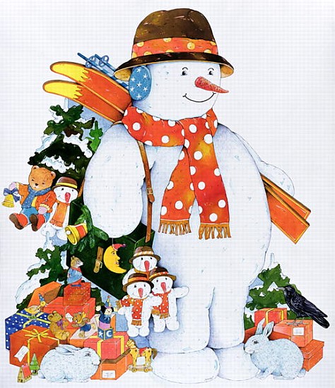 Snowman with Skis, 1998 (w/c on paper)  van Christian  Kaempf