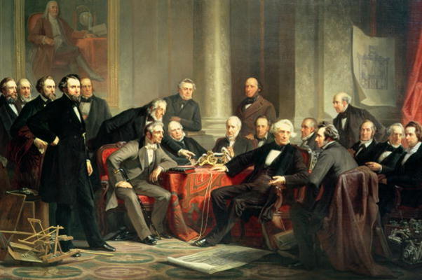 Men of Progress: group portrait of the great American inventors of the Victorian Age, 1862 (oil on c van Christian Schussele