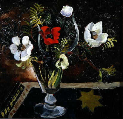 Anemones in a Glass (oil on canvas) van Christopher Wood
