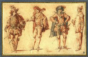 Four Commedia dell'arte Figures