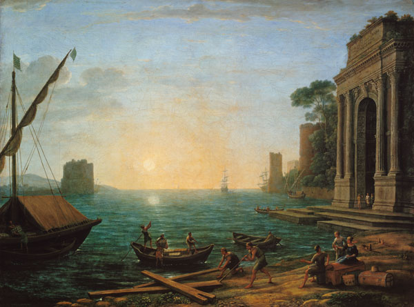 Seehafen beim Aufgang der Sonne van Claude Lorrain