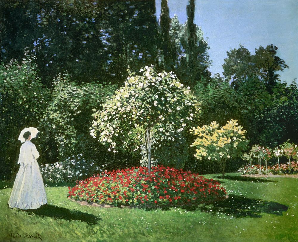 Dame in de tuin  van Claude Monet