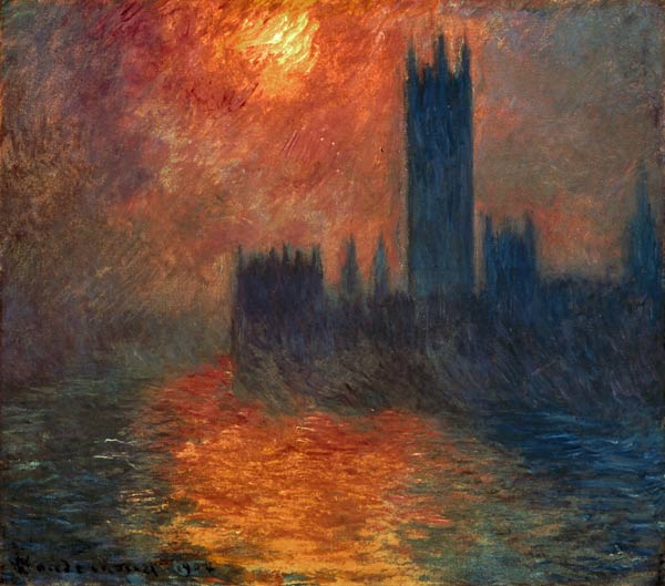 Parliament At Sunset van Claude Monet
