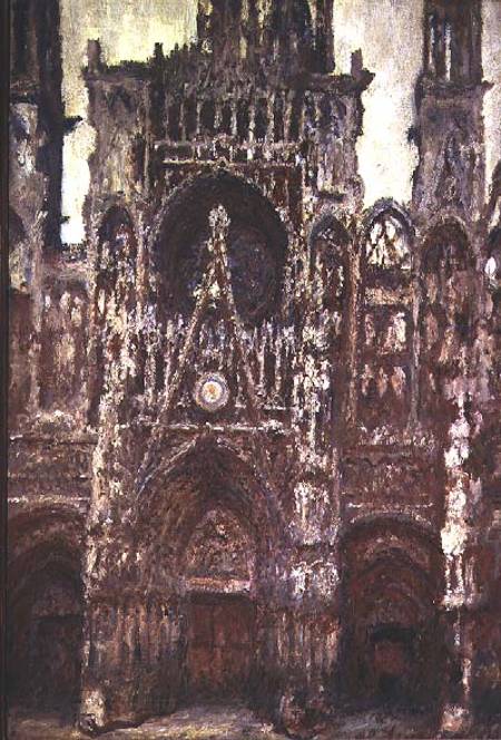 Rouen Cathedral, evening, harmony in brown van Claude Monet