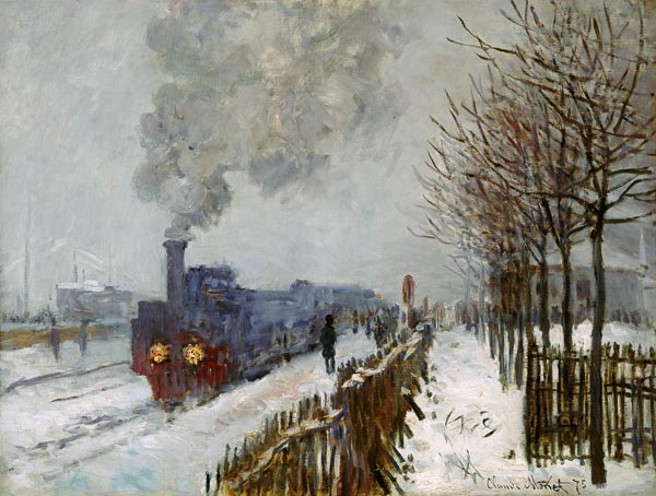 Trein in de sneeuw, de locomotief van Claude Monet