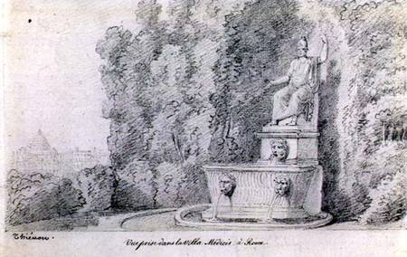 View of a Fountain in the Garden of the Villa Medici, Rome van Claude Thienon