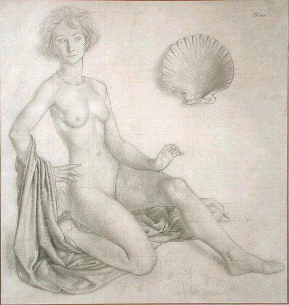 Study for Venus & Cupid, 1924 (pencil on paper)  van Colin Unwin Gill