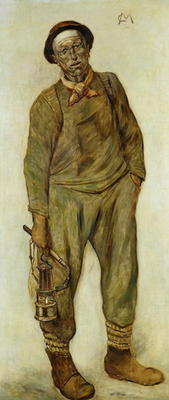 A Miner (oil on canvas) van Constantin Emile Meunier