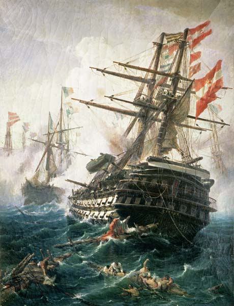 The Battle of Lissa, fought between the Austro-Hungarian Empire and Italy van Constantin Volonakis