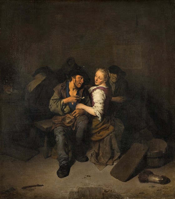 Young Couple in a Tavern van Cornelis Bega