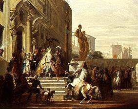 Dido, Aeneas und Ascanius auf dem Weg zur Jagd. van Cornelis Troost