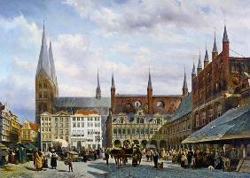 De markt in Lübeck.