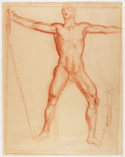 Study for the figure of John Brown in the Tragic Prelude mural for the Kansas Statehouse van John Steuart Curry