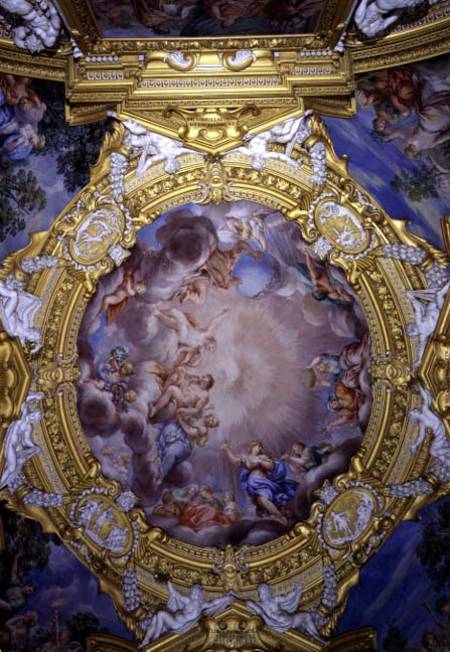 The 'Sala di Apollo' (Hall of Apollo) detail of ceiling decoration depicting Cosimo I de'Medici (151 van Pietro  da Cortona,