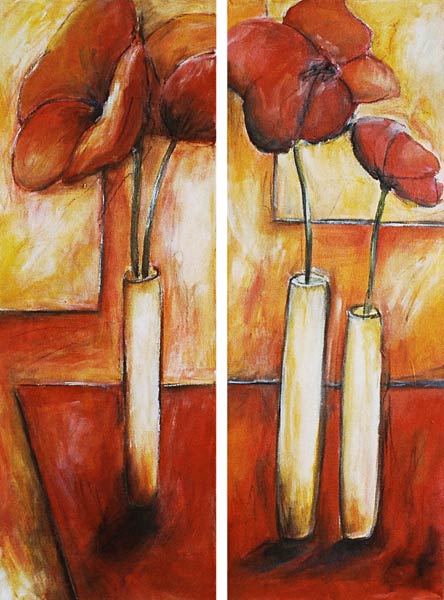 Drei Vasen mit Mohnblumen van Dagmar Zupan