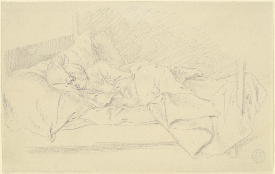 Schlafendes junges Mädchen im Bett van Daniel Chodowiecki