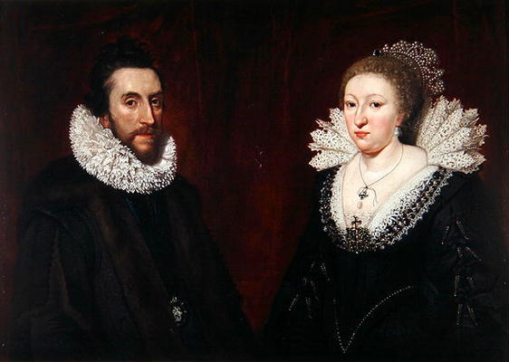 Double Portrait of Thomas Howard, 14th 'Collector' Earl of Arundel, and his wife Aletheia Talbot, 16 van Daniel Mytens
