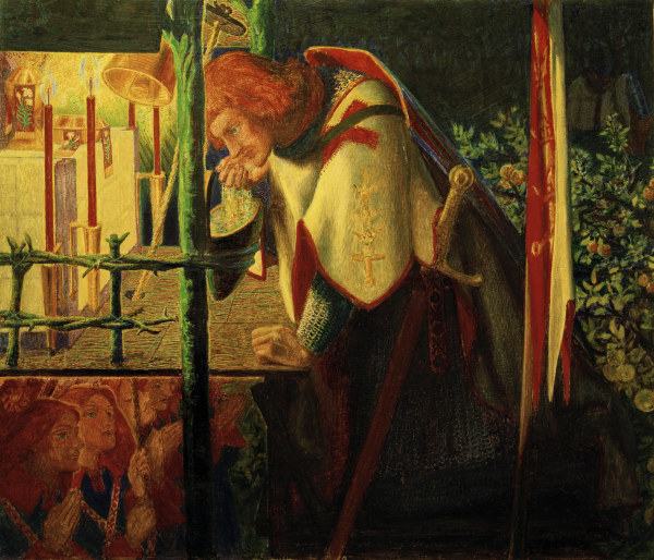 Rossetti / Sir Galahad at ruined chapel van Dante Gabriel Rossetti
