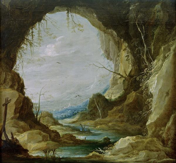 D.Teniers d.J., Blick aus einer Grotte van David Teniers