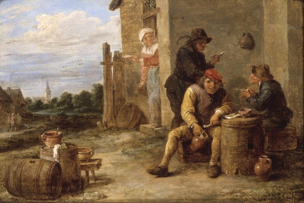 D.Teniers, Three Boors smoking. van David Teniers