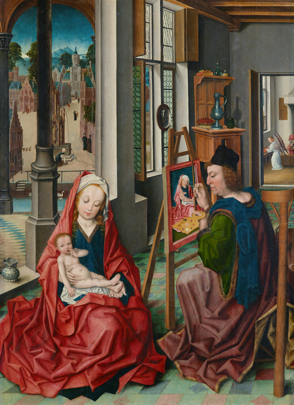 Der Evangelist Lukas malt die Muttergottes van Derick Baegert