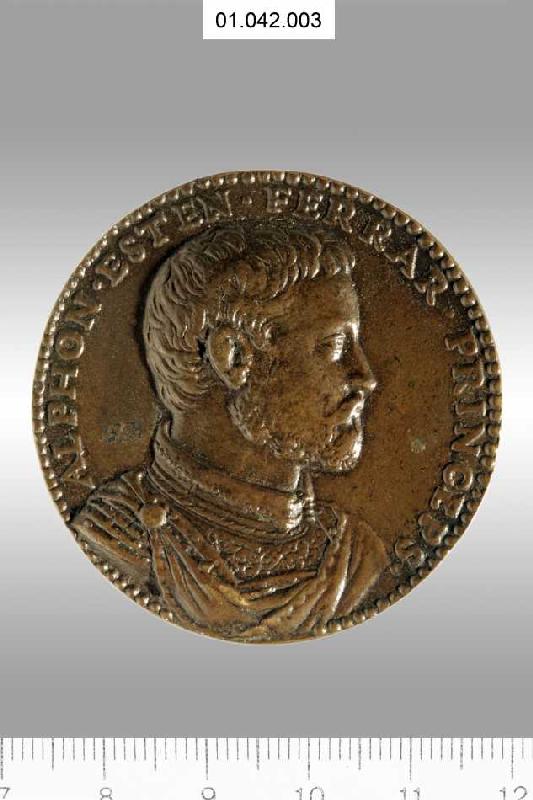 Medaille auf Herzog Alfonso II. d'Este. Münzstand Ferrara 1558 (siehe auch Bildnummer 35363) van Domenico Poggini