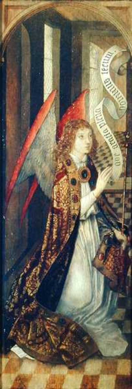 Angel holding a Banner, from an Annunciation Scene van Dutch School